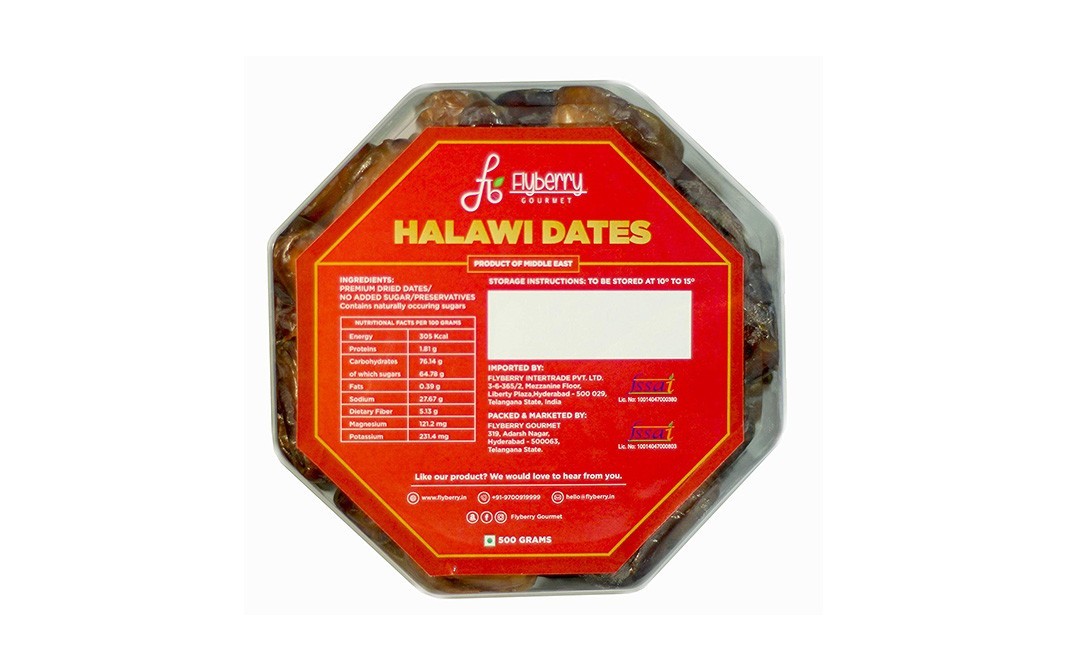 Flyberry Gourmet Halawi Dates    Box  500 grams